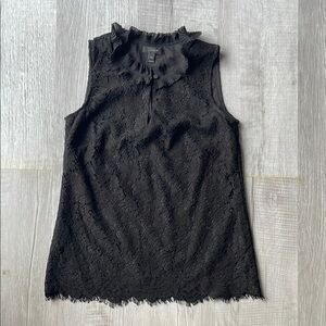 J. Crew Black Ruffled Sleeveless Blouse